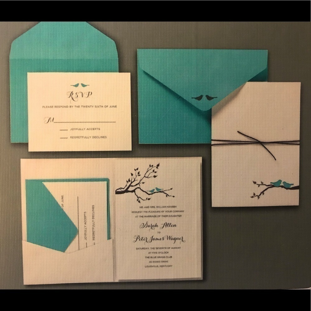 BRIDES LOVE BIRD pocket invitation print at home kit #30 DIY